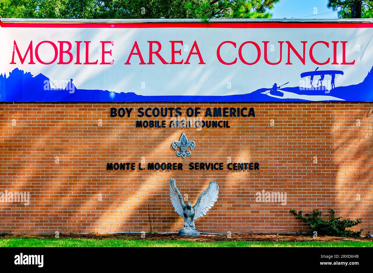 Das Büro des Boy Scouts of America Mobile Area Council ist im Monte L. Moorer Service Center, 23. September 2023, in Mobile, Alabama, abgebildet. Stockfoto