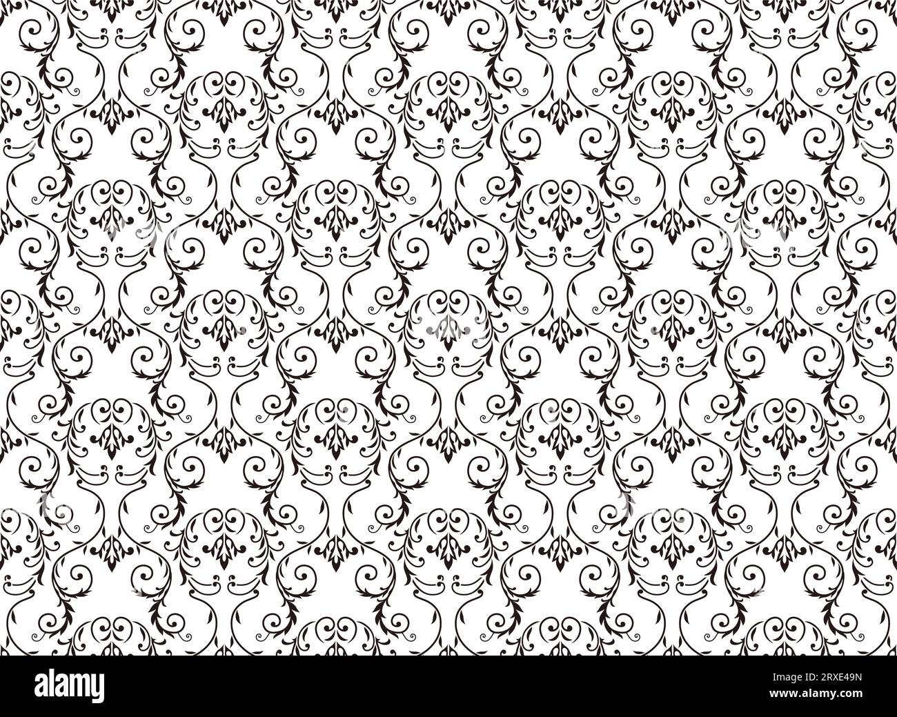 Horizontal Und Vertikal Wiederholbares Vector Seamless Damask Vintage-Muster. Stock Vektor