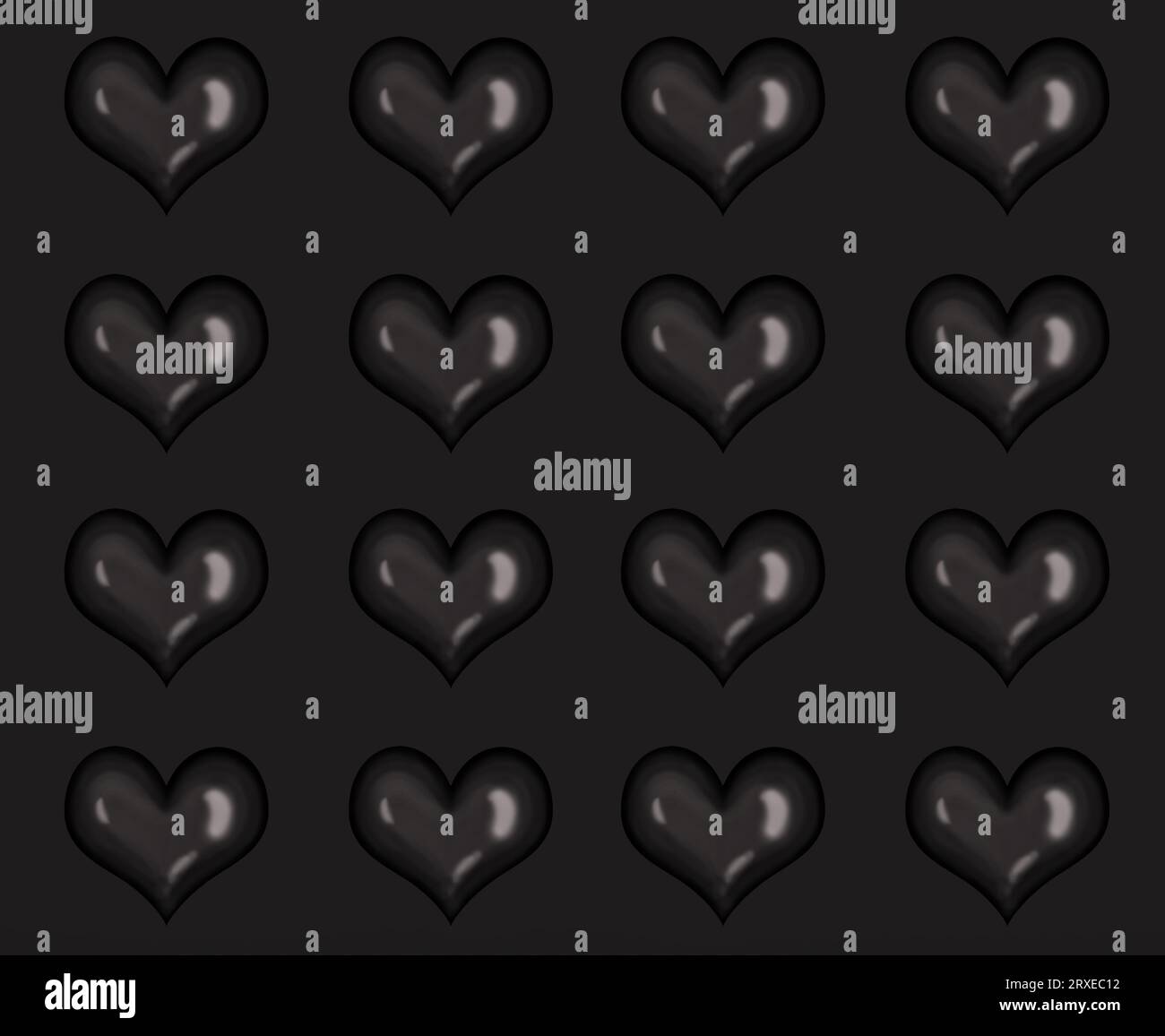 Nahtloses schwarzes Herzmuster. Stockfoto
