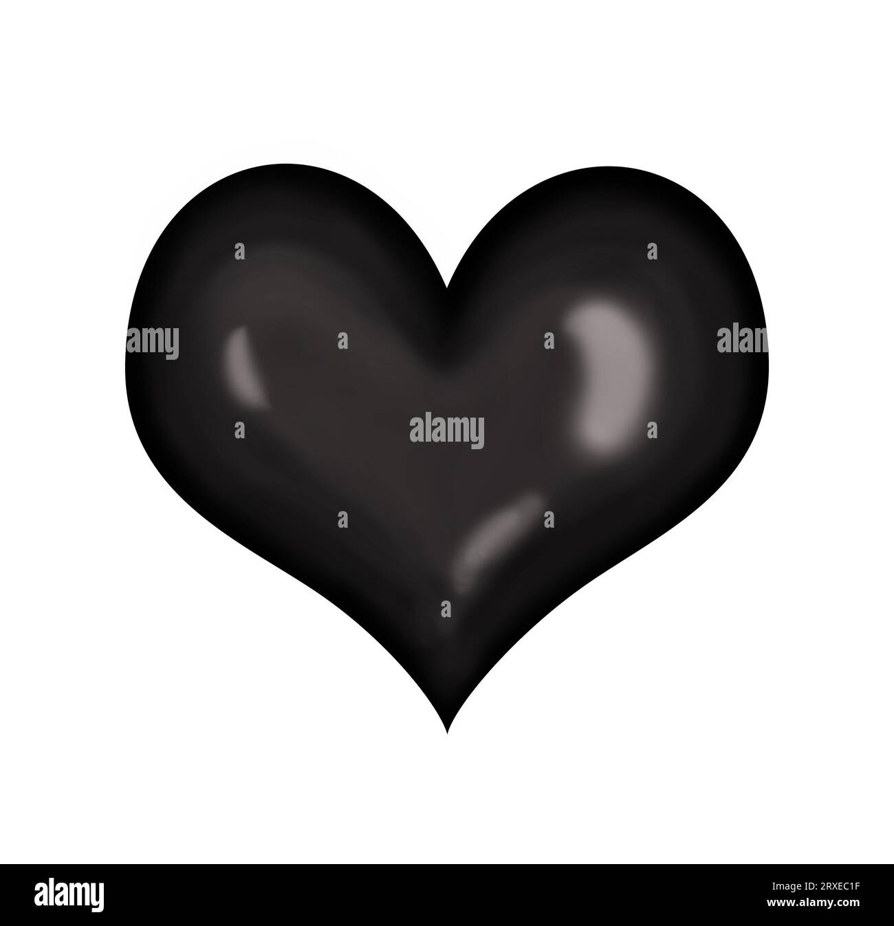 Schlichtes schwarzes Herz auf weißem Hintergrund Stockfoto
