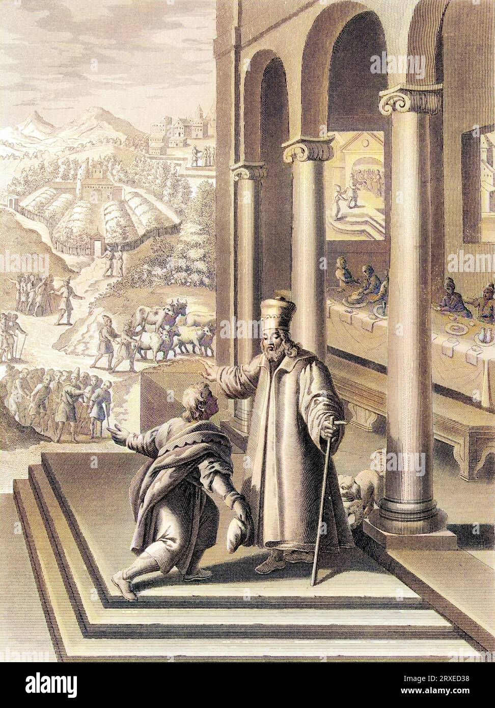 Das Gleichnis vom großen Bankett. Farbige Illustration für das Leben unseres Herrn Jesus Christus, geschrieben von den vier Evangelisten, 1853 Stockfoto