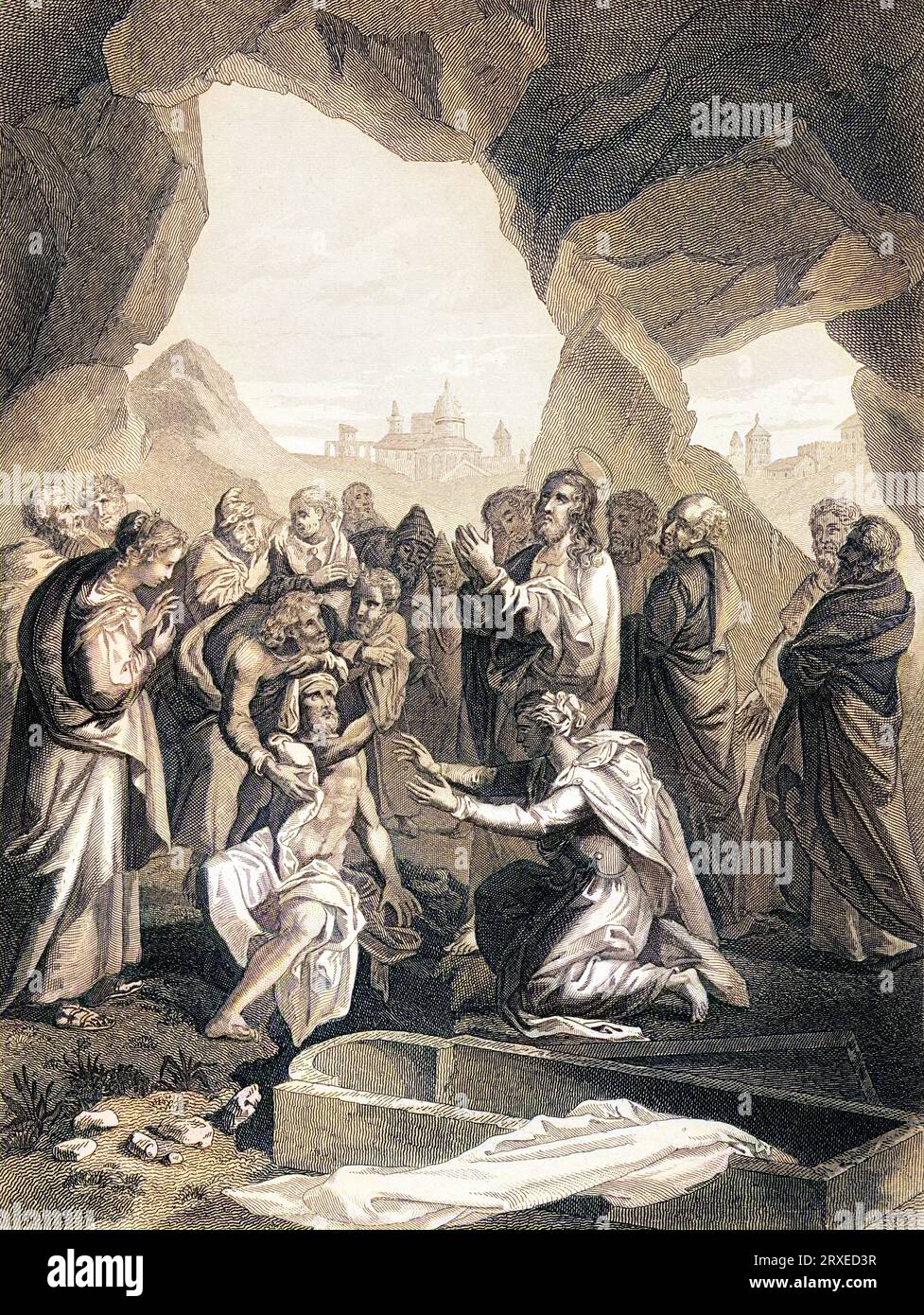 Die Auferstehung des Lazarus. Farbige Illustration für das Leben unseres Herrn Jesus Christus, geschrieben von den vier Evangelisten, 1853 Stockfoto