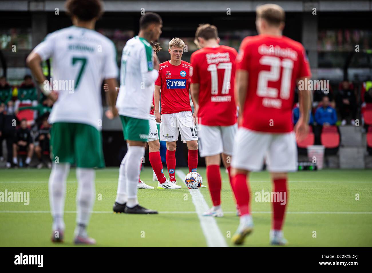 Silkeborg, Dänemark. September 2023. Soren Tengstedt (10) von Silkeborg, WENN er während des 3F Superliga-Spiels zwischen Silkeborg IF und Viborg FF im Jysk Park in Silkeborg gesehen wird. (Foto: Gonzales Photo/Alamy Live News Stockfoto