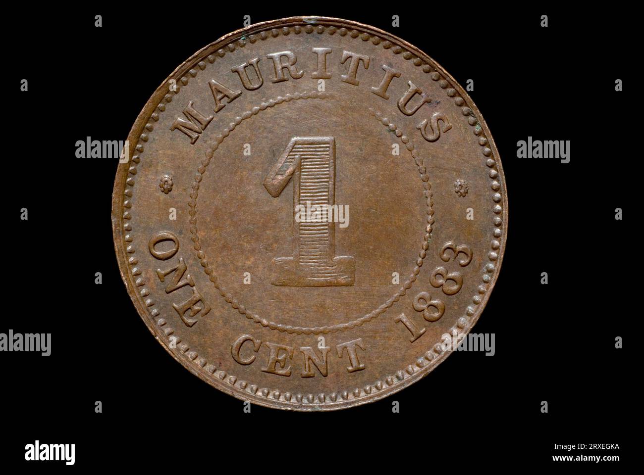 Mauritius 1 Cent Münze von 1883 Stockfoto