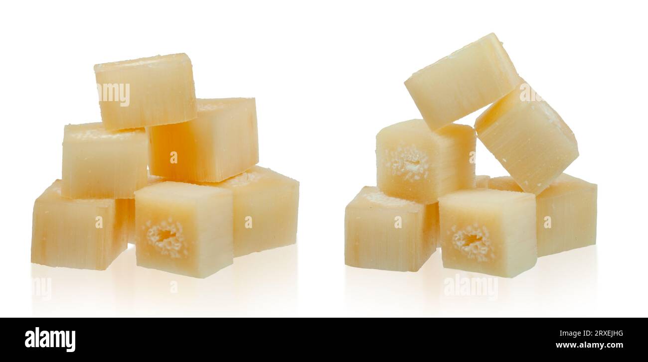 Einzelnes Objekt aus Zuckerrohr isoliert auf weißem Hintergrund Stockfoto