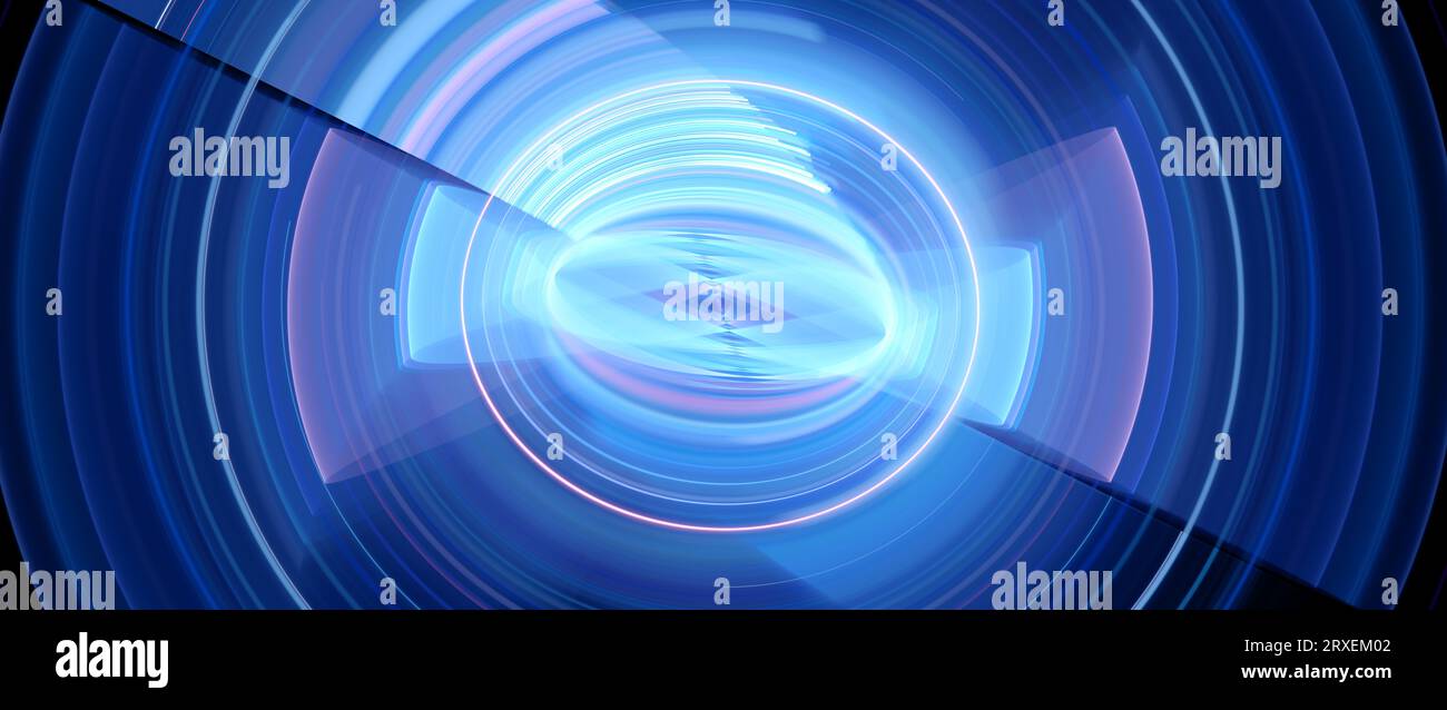 Blau leuchtendes, lebendiges ellipsoides Energiefeld, computergenerierter abstrakter Hintergrund, 3D-Rendering Stockfoto