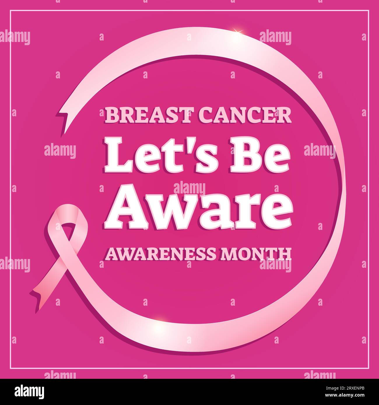 Brustkrebsbewusstsein-Monatsbanner-Design mit pinker Bandvektorillustration. Stock Vektor