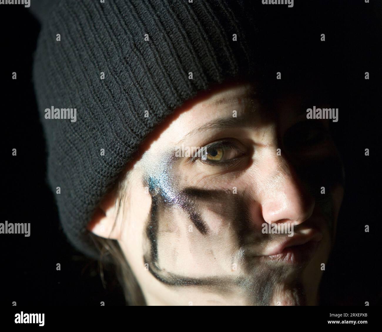 Nahaufnahme eines jungen Soldaten. Stockfoto