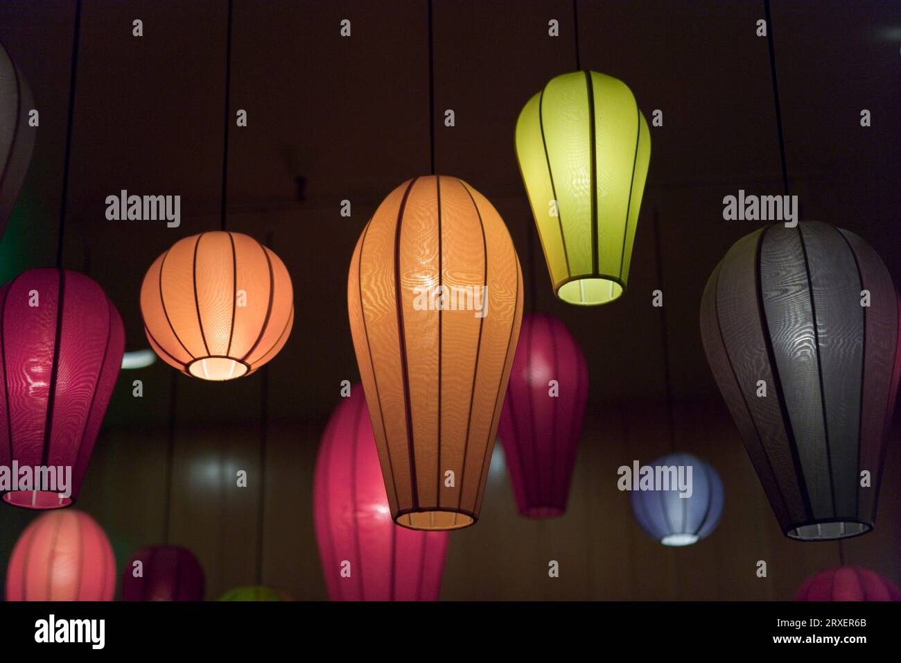 Beleuchtete Leuchten. Stockfoto