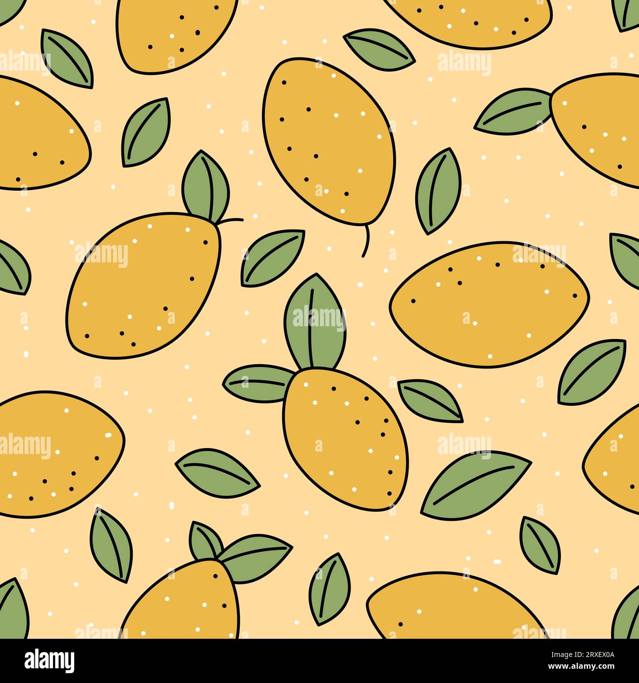 Nahtloses Muster mit Zitrone und Blättern Stock Vektor