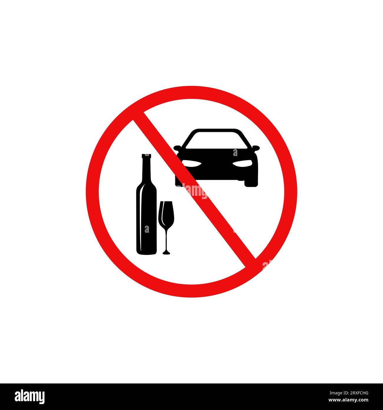 Die Symbolzeichnung darf nicht durch Illustration getränkt und angetrieben werden. Warnsymbol „nicht trinken und fahren“ Stock Vektor