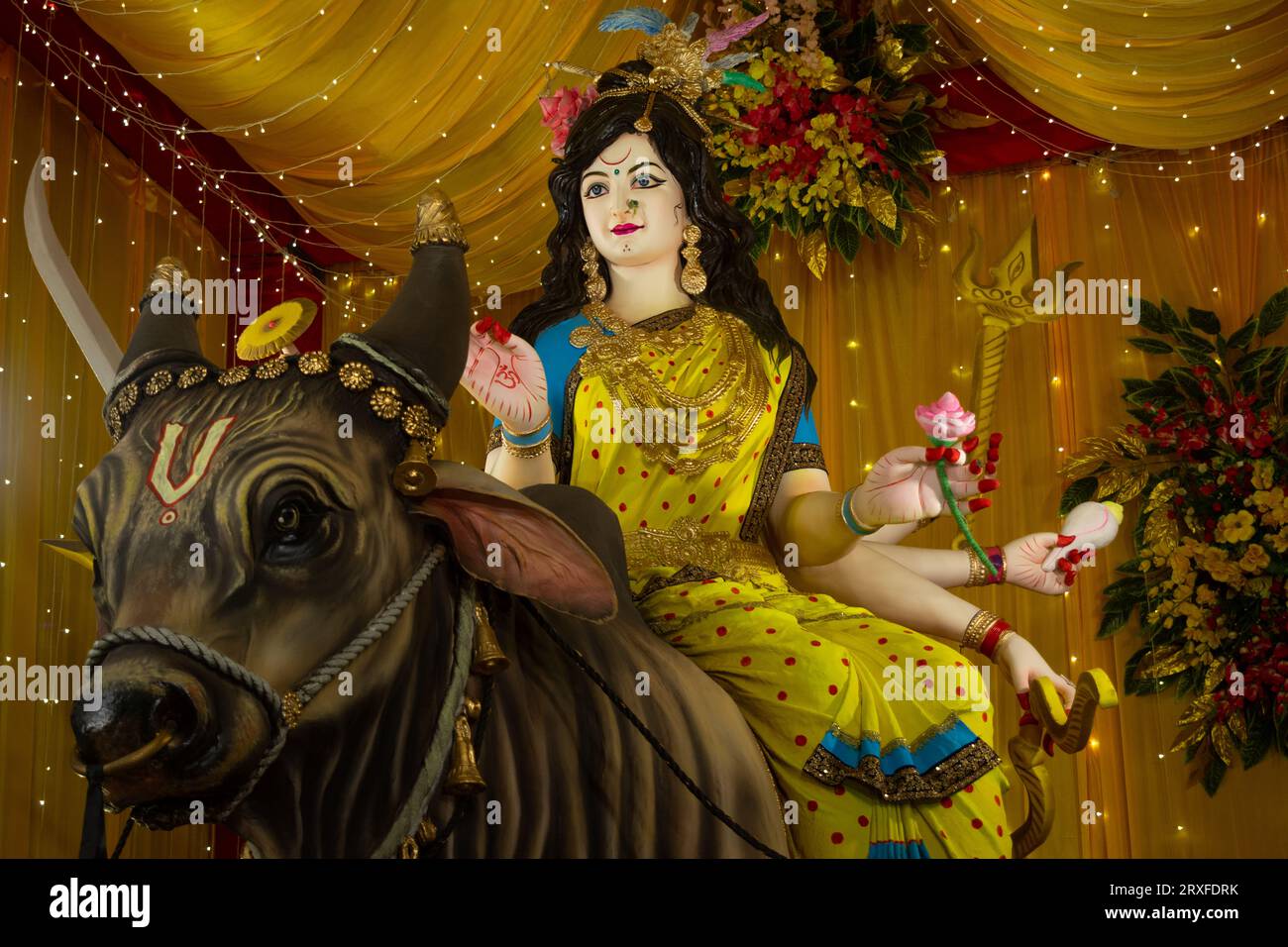 Götterstatue der Göttin maa durga beim Navratri-Festival Stockfoto