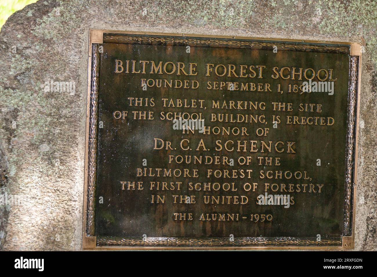 Die Baltimore Forest School, die „Cradle of Forestry“ genannt wird, befindet sich im Pisgah National Forest in North Carolina. Dies war die erste Forstschule in den USA. Stockfoto
