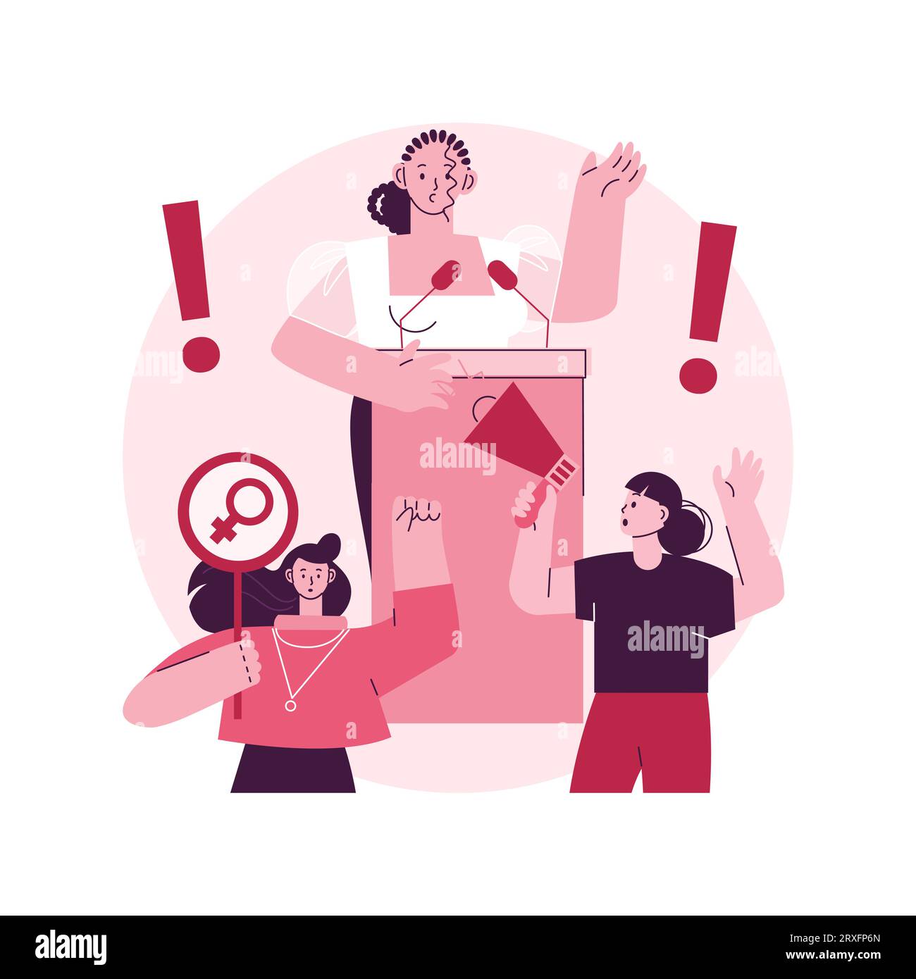 Partizipation von Frauen abstrakte Konzept Vektor Illustration. Gleichstellungsrechte, politische Teilhabe von Frauen, Sprecherin, Demokratie, erfolgreiche Präsentation abstrakte Metapher. Stock Vektor