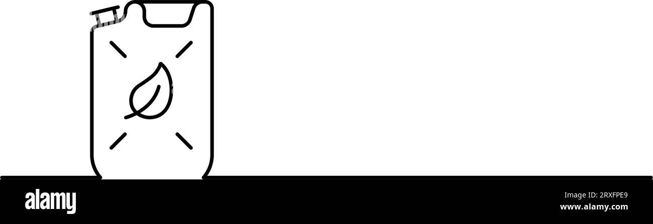 Kanister mit Bio-Kraftstoffzeichnung durch Vektor-Illustration mit durchgehender Linie und dünner Linie Stock Vektor