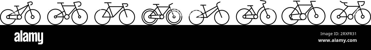 Set aus verschiedenen Linienformen, Vektorillustration für dünne Linien im Fahrrad Stock Vektor