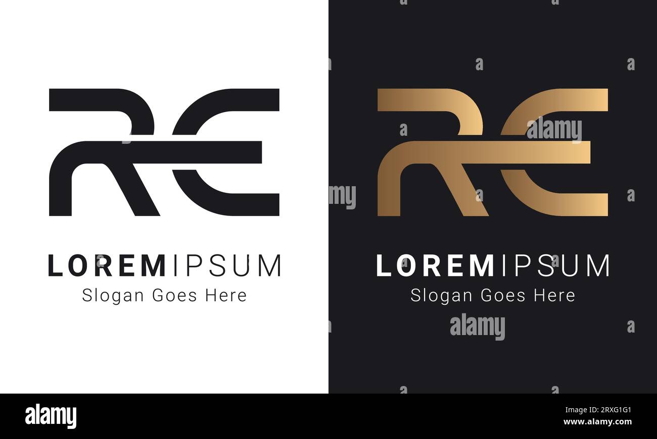 Luxury Initial RE oder er Initial Monogram Text Letter Logo Desing Stock Vektor
