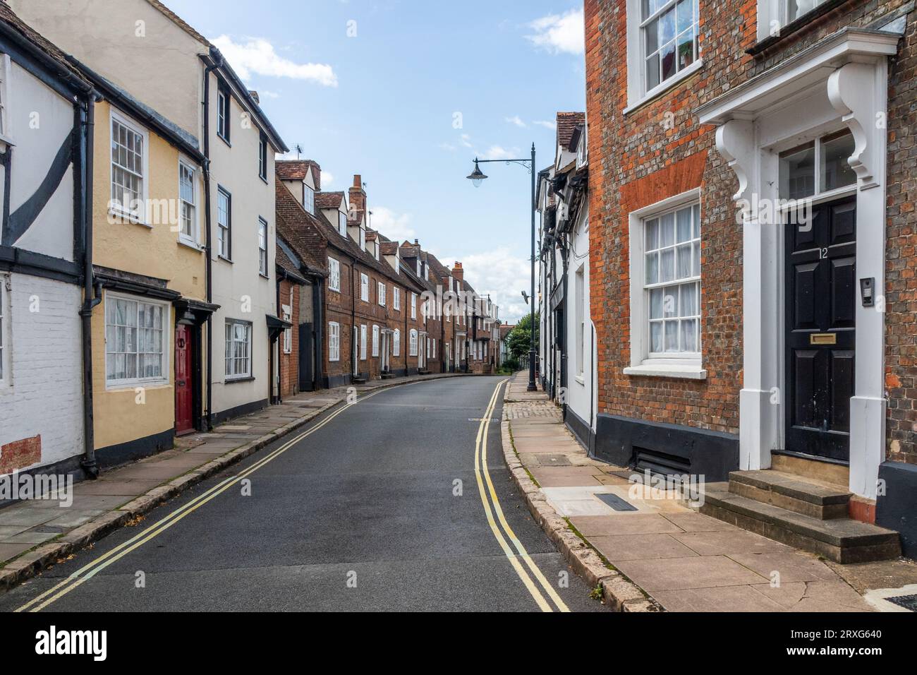 Blick auf Castle Street, Old Aylesbury, Buckinghamshire, England Stockfoto