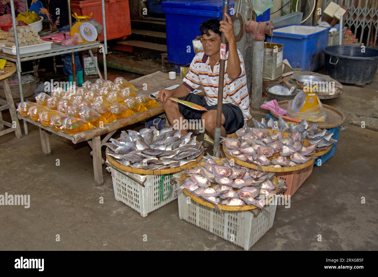Fischstand, Pat Chong Market, Thailand Stockfoto