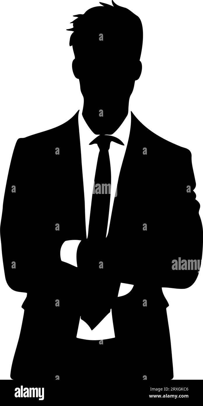 Geschäftsmann mit überkreuzten Armen, Silhouettensymbol. Vektorillustration Stock Vektor