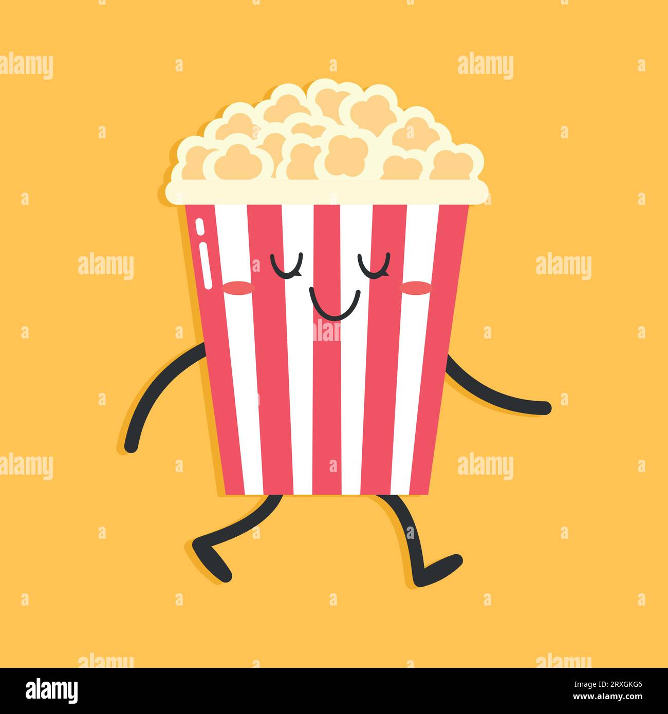 Die süße Cartoon-Popcorn-Figur läuft. Flacher Stil. Vektorillustration Stock Vektor