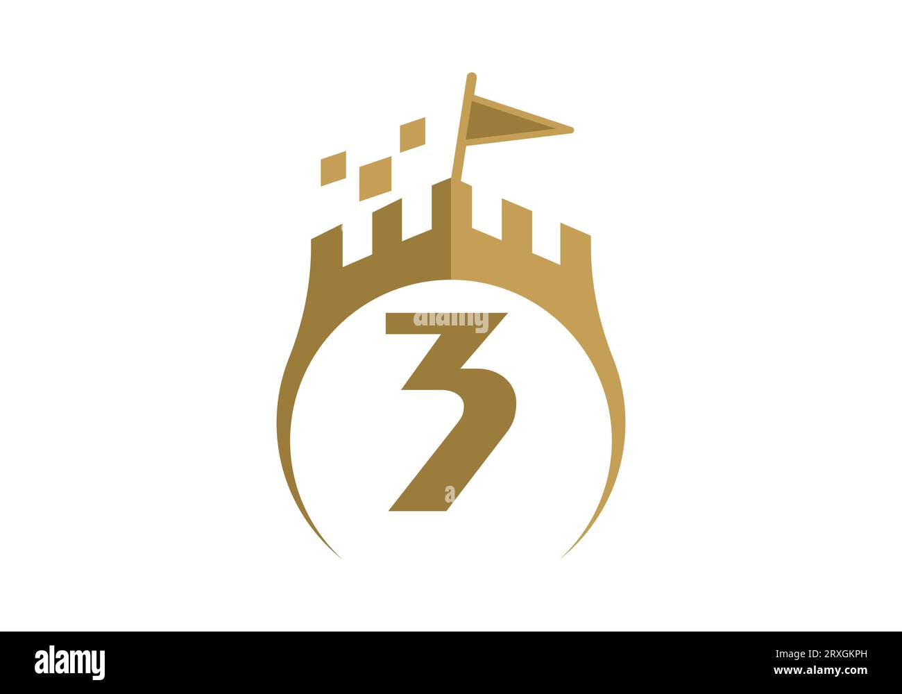 Letter 3 Castle Modern Logo Design Vektor Illustration Vorlage. Grafisches Alphabetsymbol Für Unternehmen Stock Vektor