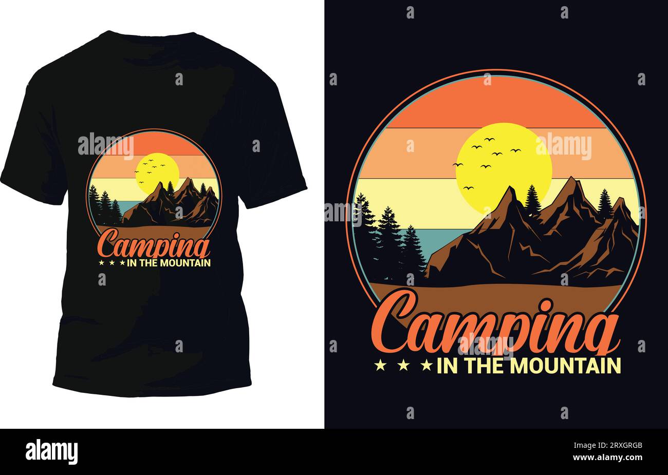 Camping in the Mountain T-Shirt Design Vektor Stock Vektor