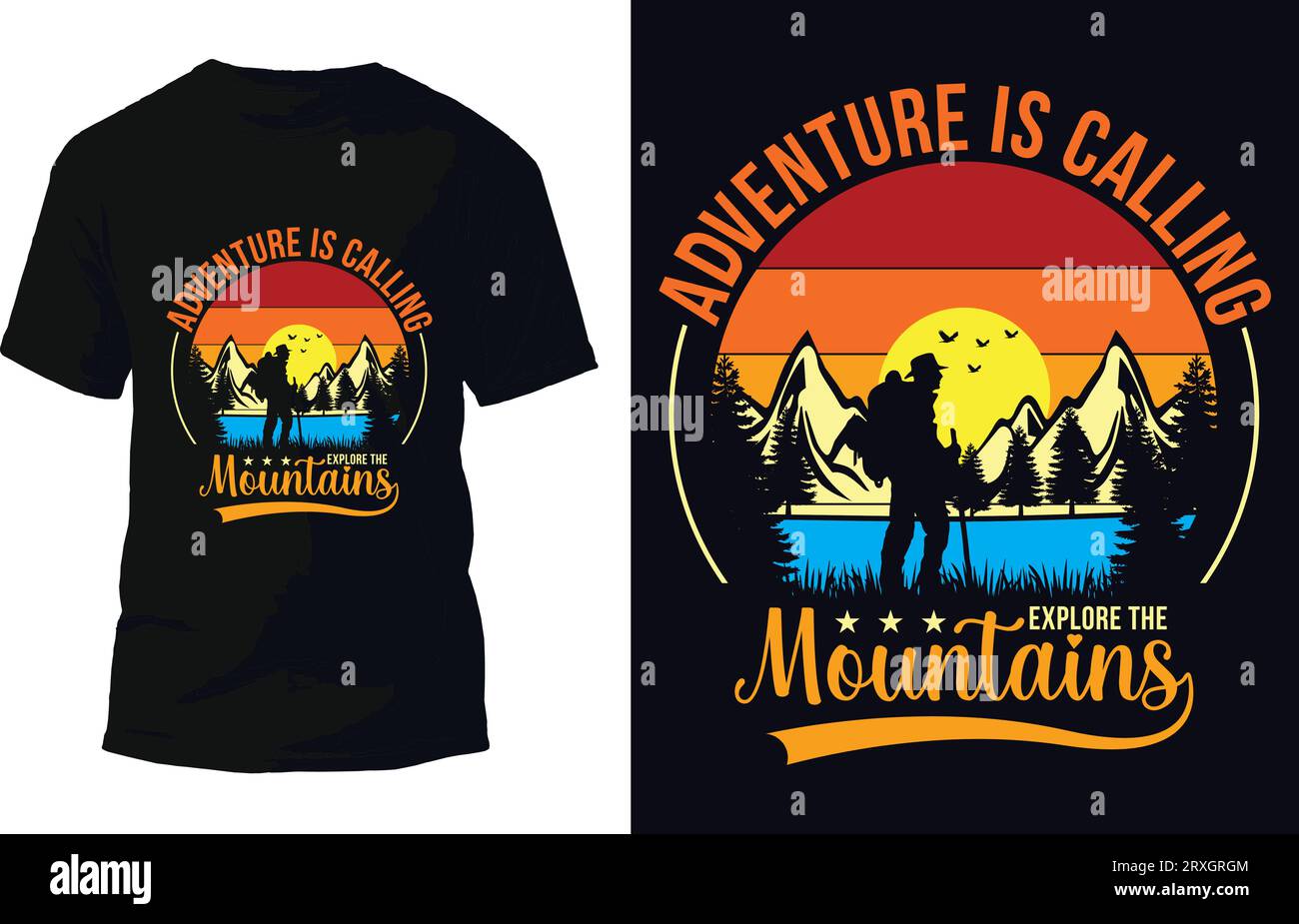 Abenteuer heißt Explore the Mountain T-Shirt Design Vector Stock Vektor