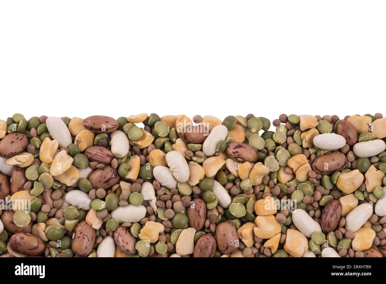 Eine Schicht gemischter Leguminosen auf transparentem Hintergrund Stockfoto
