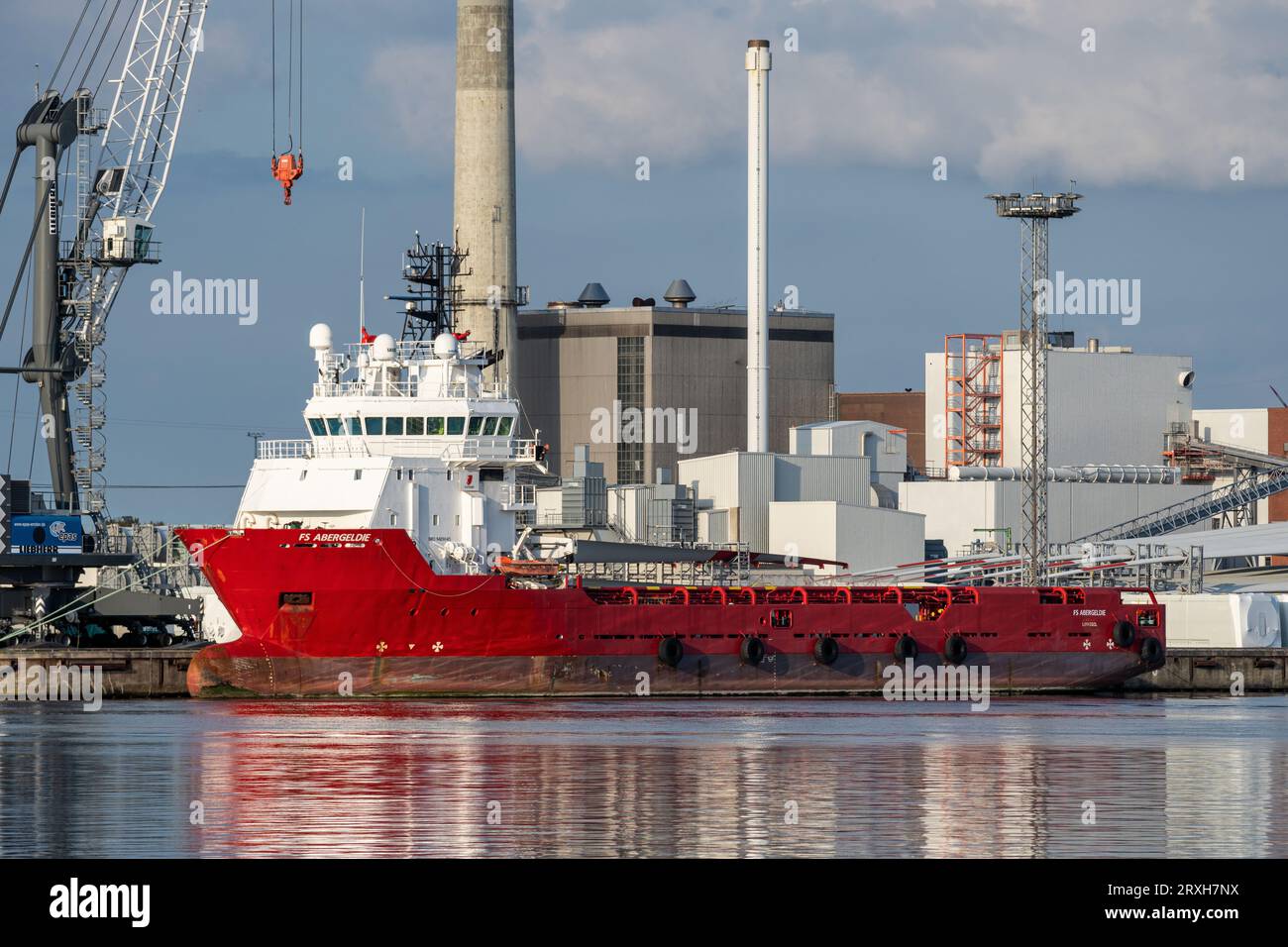 Plattformlieferschiff „FS Abergeldie“ im Hafen von Emden, Deutschland Stockfoto