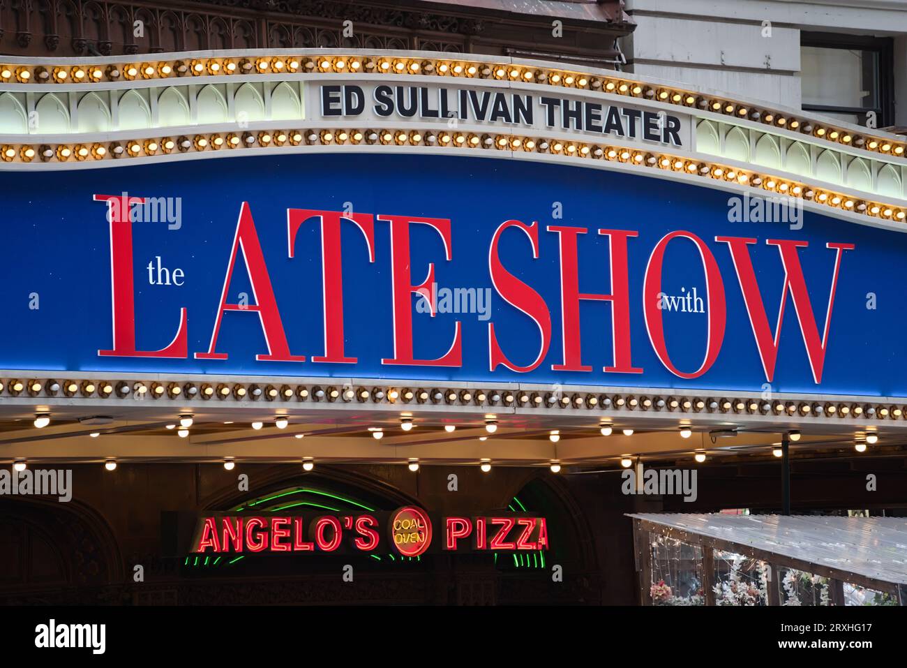 New York, New York - 17. September 2023: The Late Show with Stephen Colbert at the Ed Sullivan Theater at 1697 Broadway Stockfoto