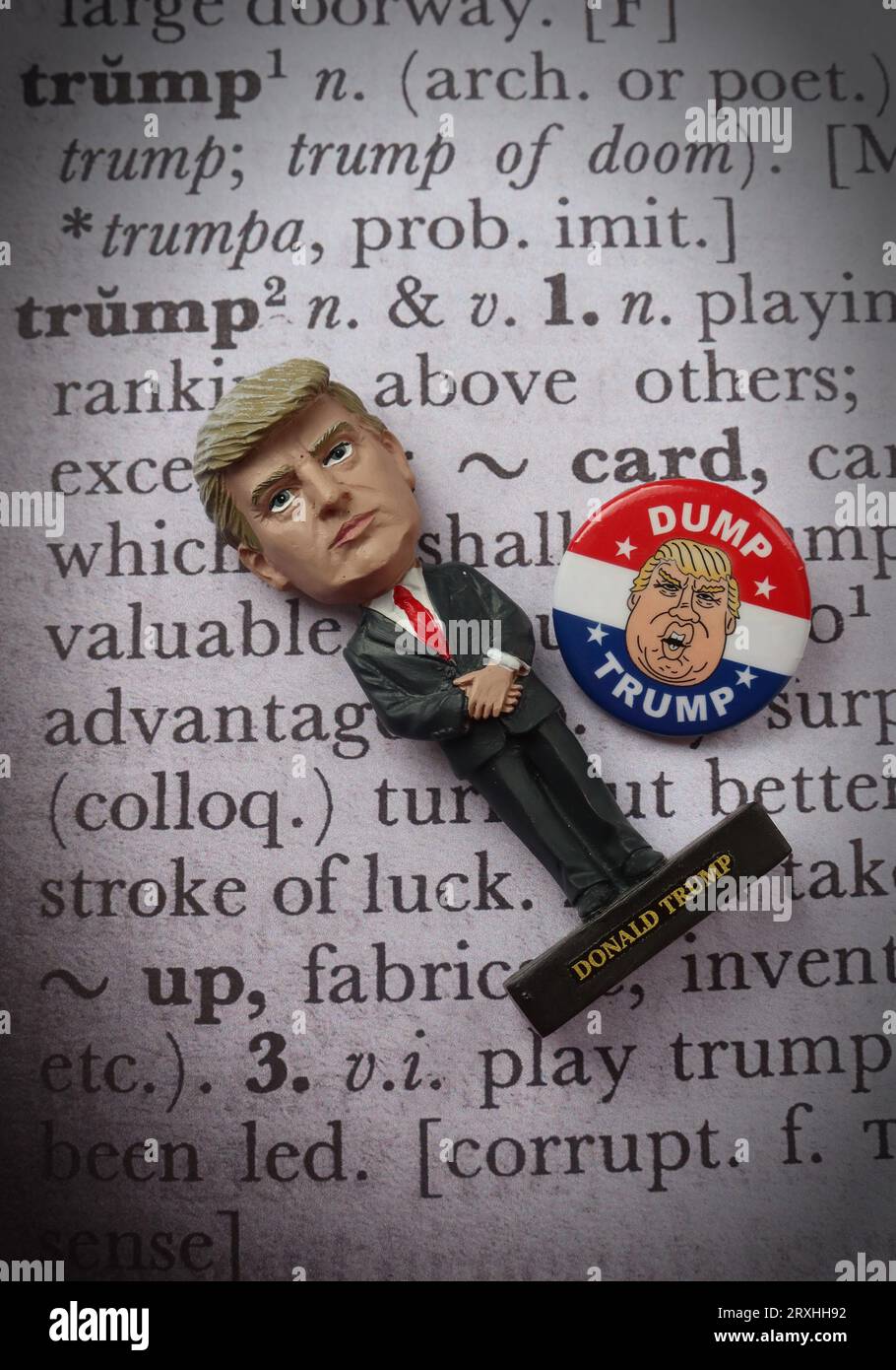 Dump Trump - Republikanische Präsidentschaftswahl 2024 USA, Wörterbuchdefinition Stockfoto