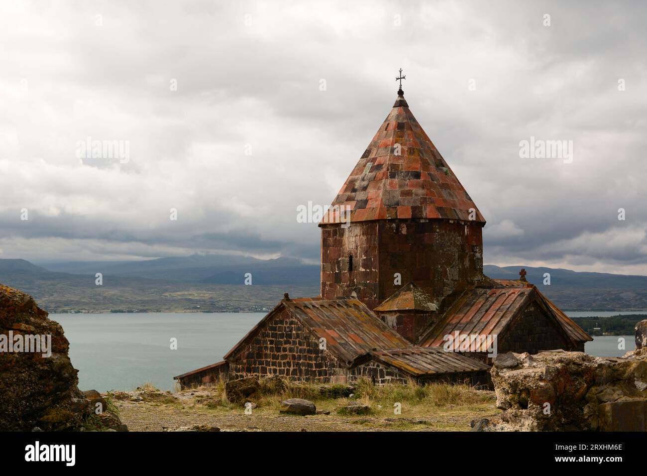 Detail der Surp Arakelots Kirche. Kloster Sevanavank. Halbinsel Sevan. See Sevan. Armenien Stockfoto