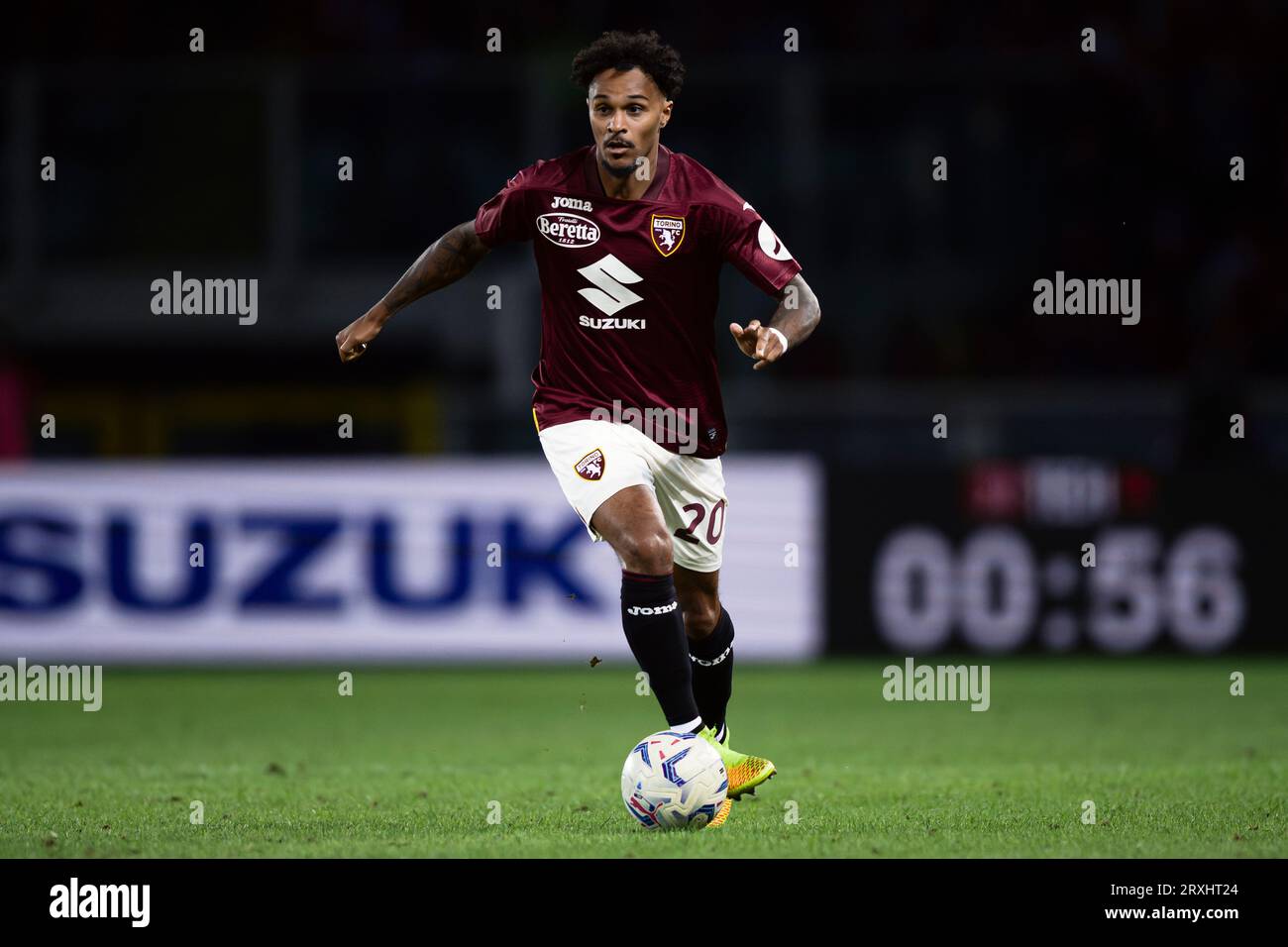 Valentino Lazaro vom FC Turin in Aktion während des Fußballspiels der Serie A zwischen dem FC Turin und AS Roma. Stockfoto