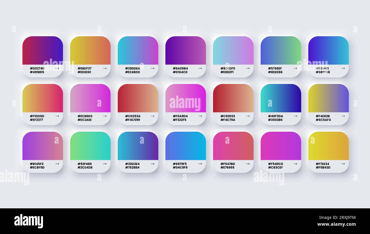 Farbpalette, Farbverlaufsfelder in RGB, HEXFarben, Farbpalette, helle