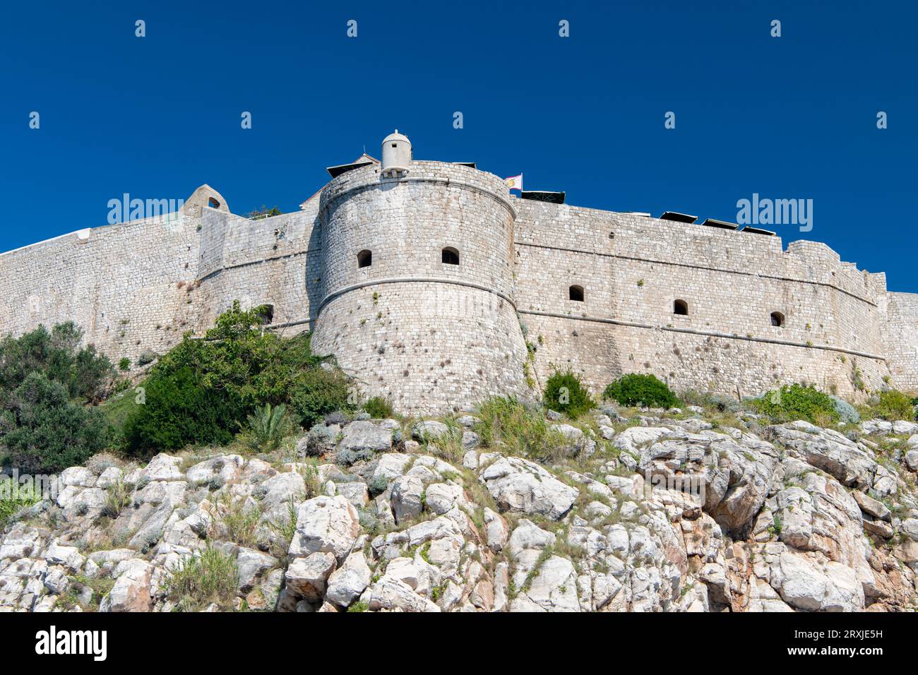 Alte Stadtmauern in Dubrovnik, Kroatien Stockfoto