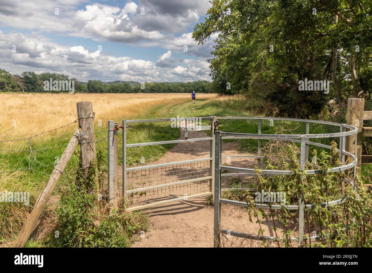 Gate on the Thames Path in der Nähe von Bourne End, Buckinghamshire, England, Großbritannien Stockfoto