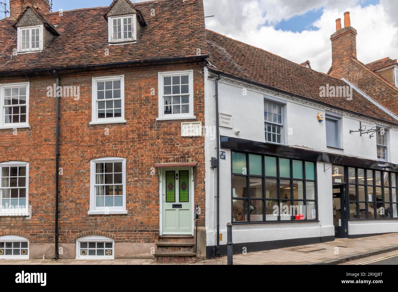 Ecke Rickfords Hill und Bourbon Street, Old Aylesbury, Buckinghamshire, England, Großbritannien Stockfoto