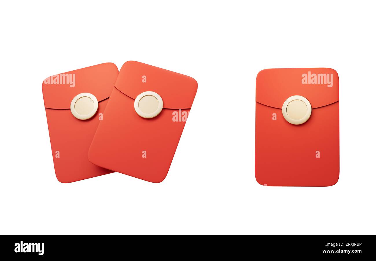 Chinesisches Glückspaket Rot, 3D-Rendering. Digitale Zeichnung. Stockfoto