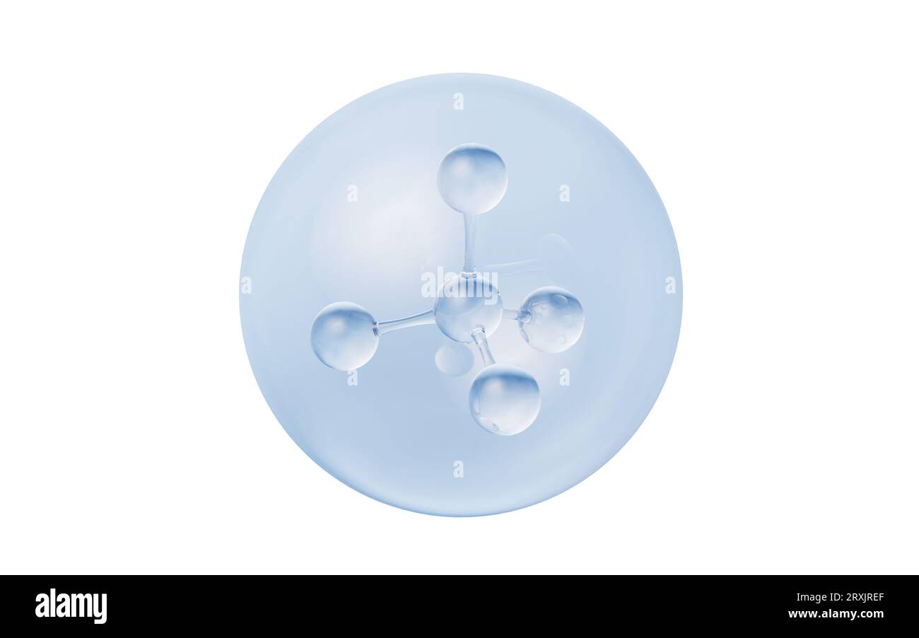 Molekül mit biologischem und chemischem Konzept, 3D-Rendering. Digitale Zeichnung. Stockfoto