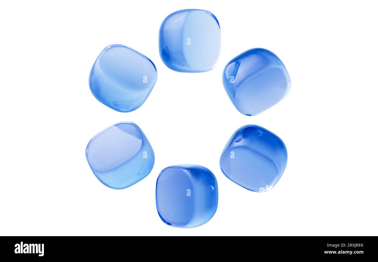 Transparente blaue Glasgeometrien, 3D-Rendering. Digitale Zeichnung. Stockfoto