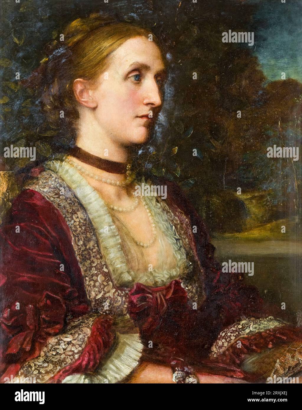 Agnes Jane Moore (geb. Breeks, 1833–1888), Porträtgemälde in Öl auf Leinwand von George Frederic Watts, vor 1888 Stockfoto