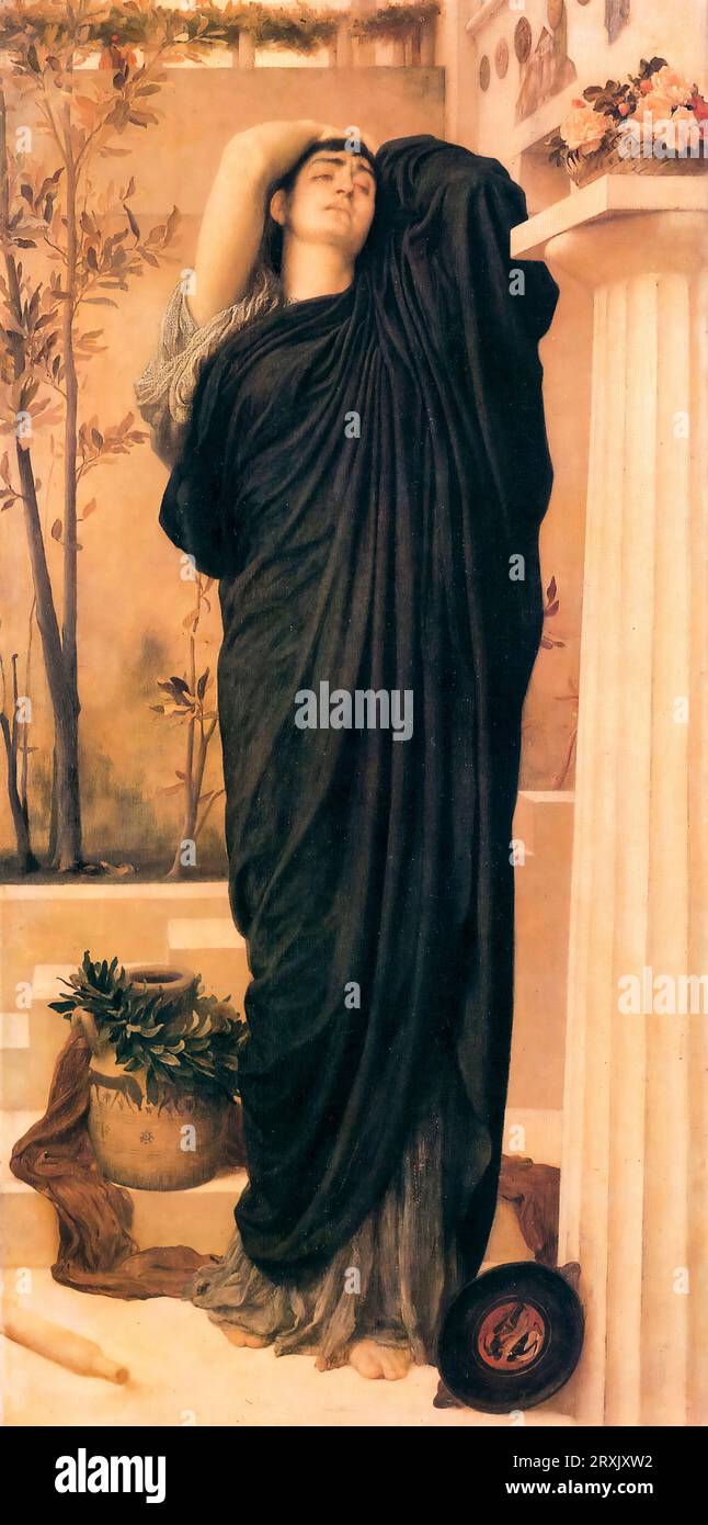 Frederic Leighton, Electra at the Tomb of Agamemnon, Gemälde in Öl auf Leinwand, 1858-1869 Stockfoto