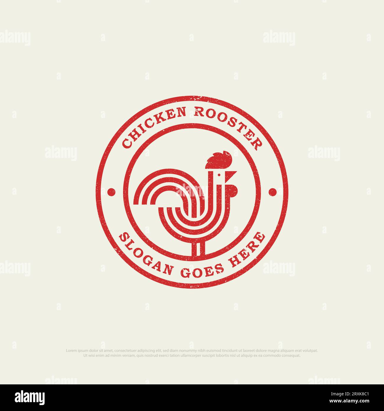 Design-Inspiration für Huhn-Hähnchen-Logo, Illustration mit Ikonen im Retro-Stil eines frittierten Hühnerrestaurants Stock Vektor