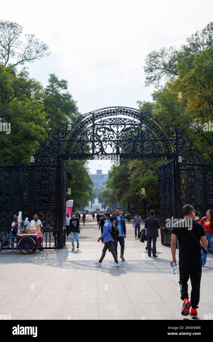 Puerta de los Leones de Chapultepec Park, Eingang zum Chapultepec Park in Mexiko-Stadt, Mexiko Stockfoto