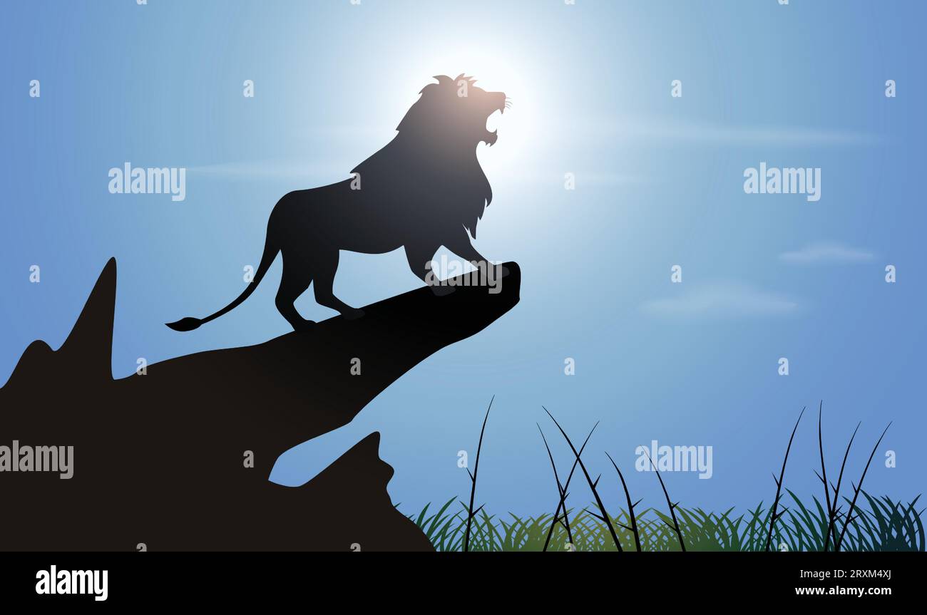 Lion-Design-Silhouette. Handgezeichnete Vektorillustration im Minimalismus-Stil Stock Vektor