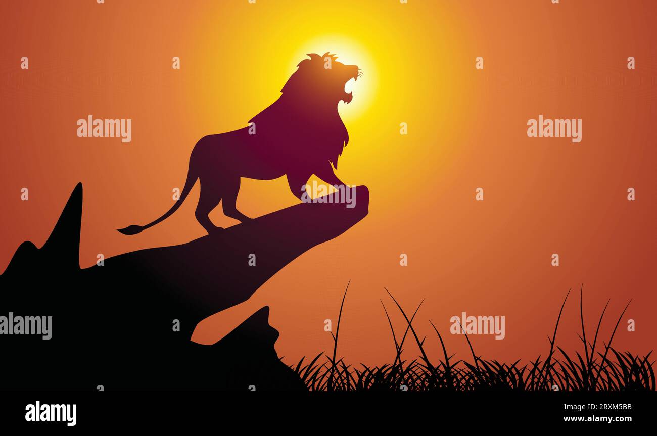 Lion-Design-Silhouette. Handgezeichnete Vektorillustration im Minimalismus-Stil Stock Vektor