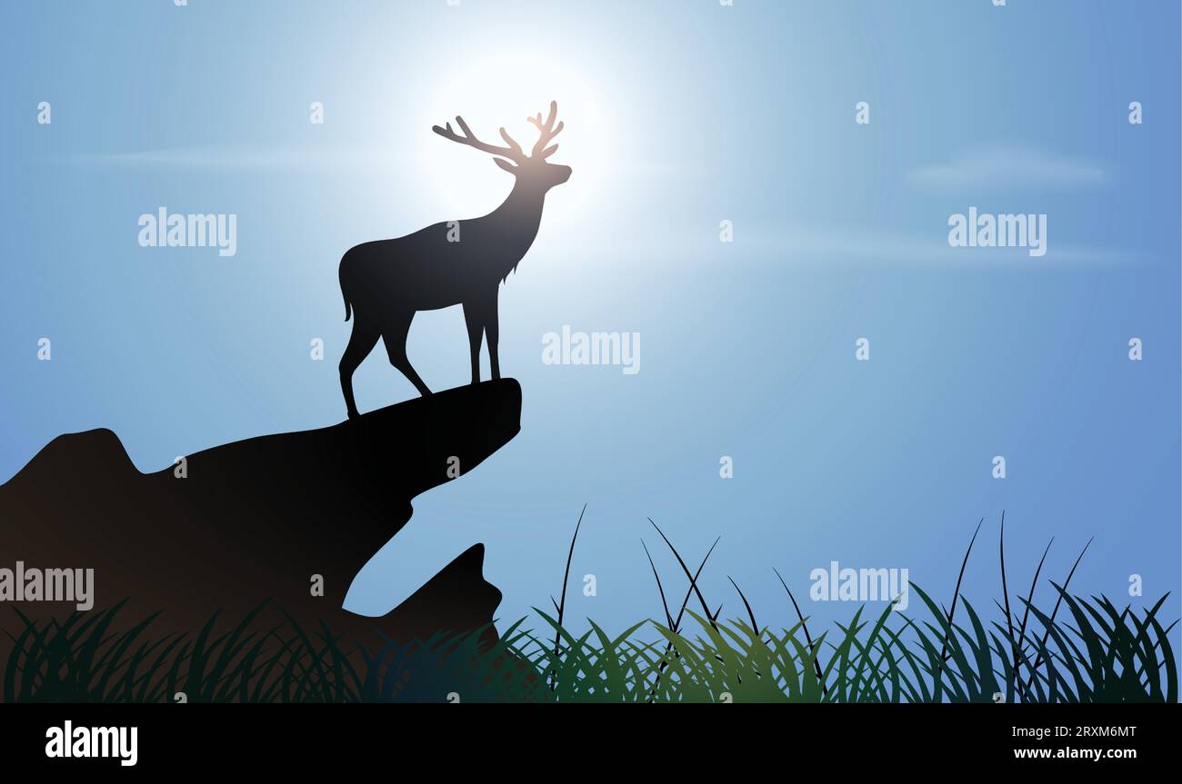 Silhouette im Hirschdesign. Handgezeichnete Vektorillustration im Minimalismus-Stil Stock Vektor