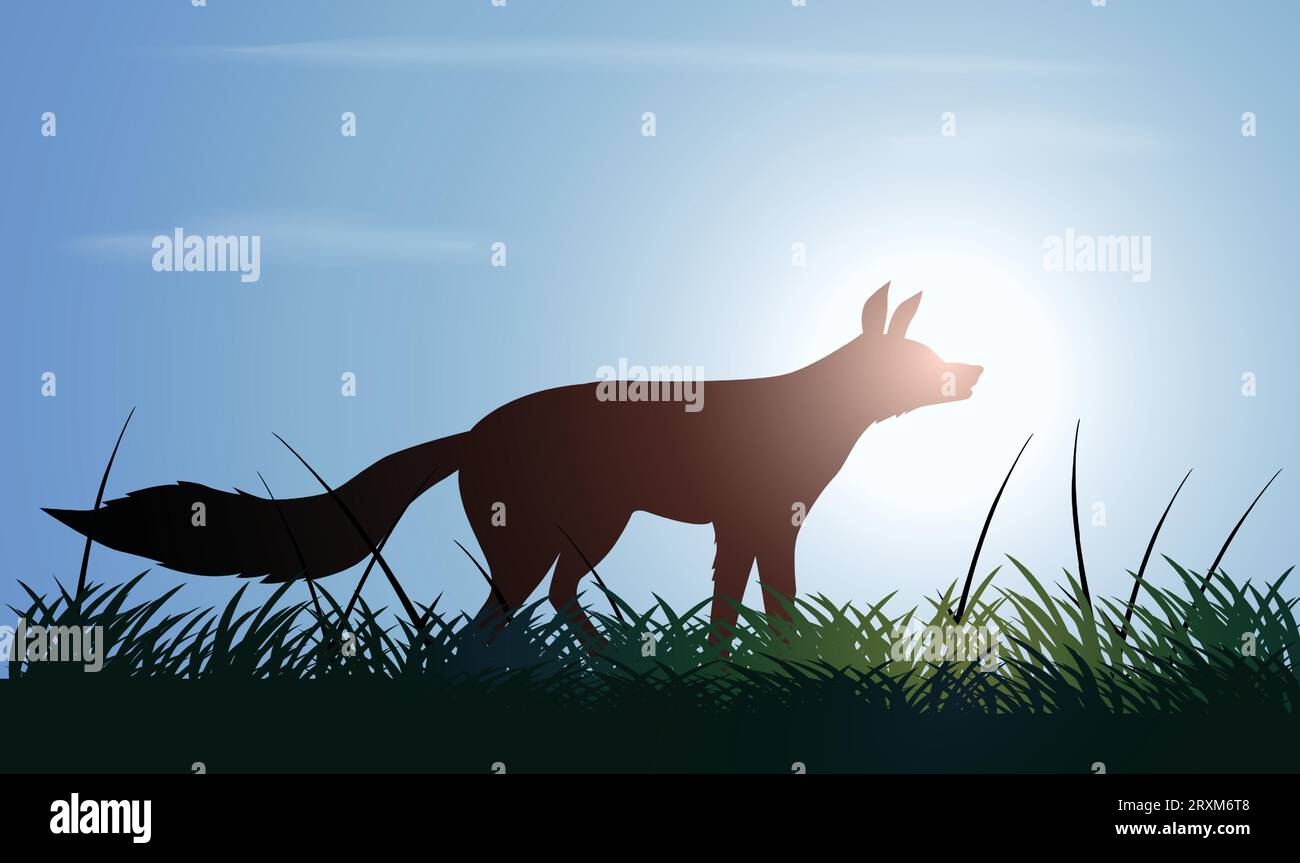 Fox-Design-Silhouette. Handgezeichnete Vektorillustration im Minimalismus-Stil Stock Vektor