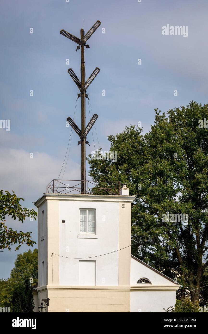 Preußischer optischer Telegraph im Bezirk Flittard, Köln. Telegraphenstation Nr. 50 des Semaphore-Systems, das zwischen 1832 und 1849 existierte Stockfoto